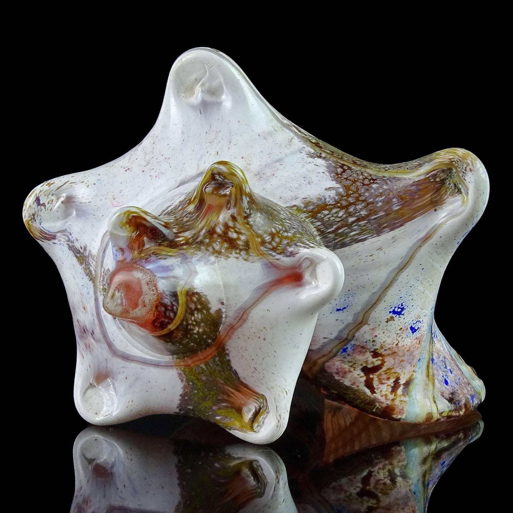 Mid-Century Modern Italian Handblown Art Glass Multicolor Conch Seashell Sculpture Decor Object