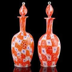 Antike Parfümflaschen aus italienischem Muranoglas von Fratelli Toso Millefiori Mosaik, Mosaik