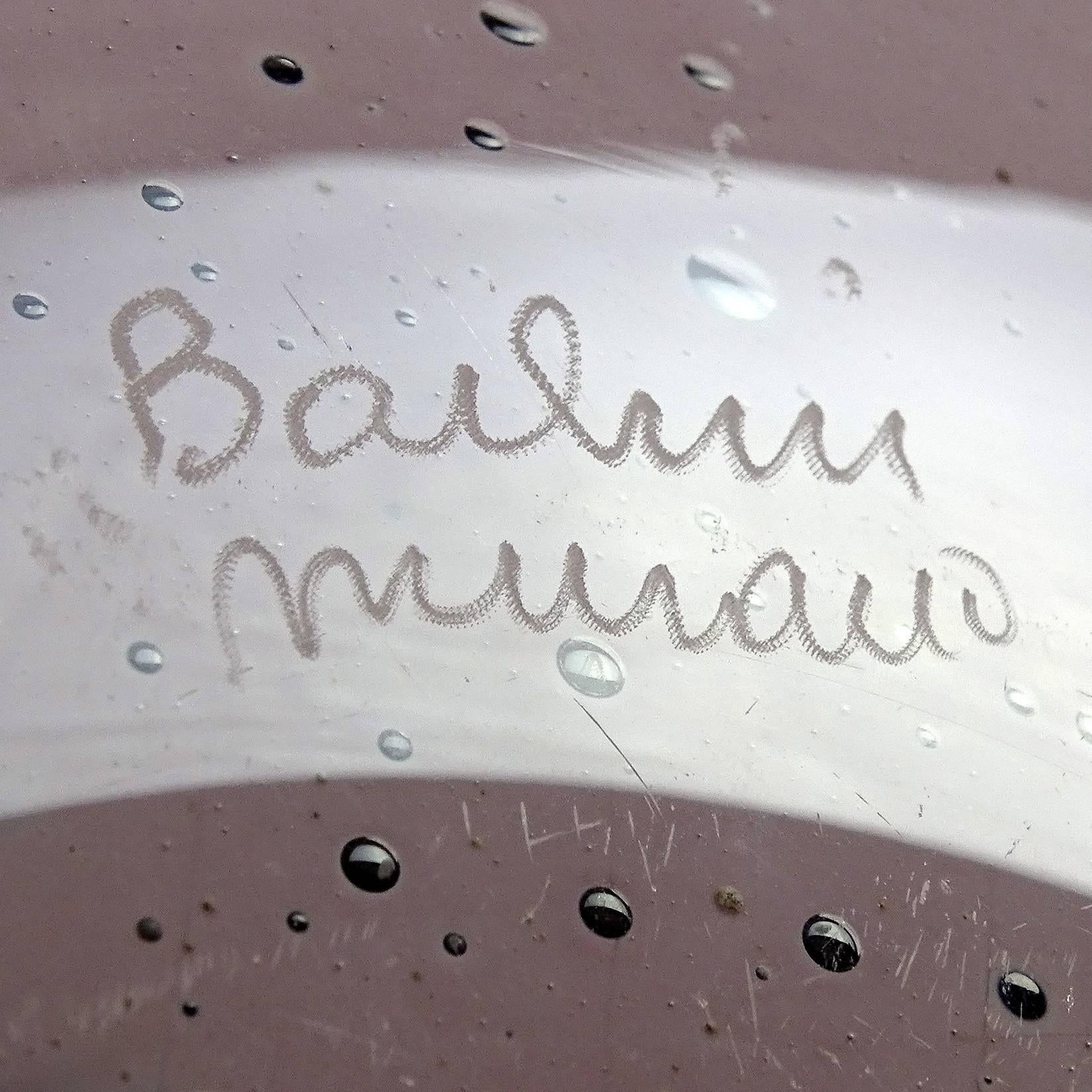 Alfredo Barbini Murano Pink Moon Landscape Italian Art Glass Centerpiece Bowl In Excellent Condition In Kissimmee, FL