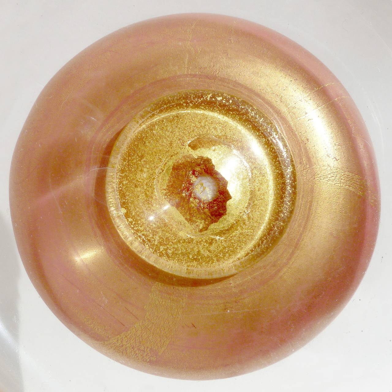 20th Century Barovier e Toso Murano Pink Gold Flecks, Italian Art Glass Candy Jar Container