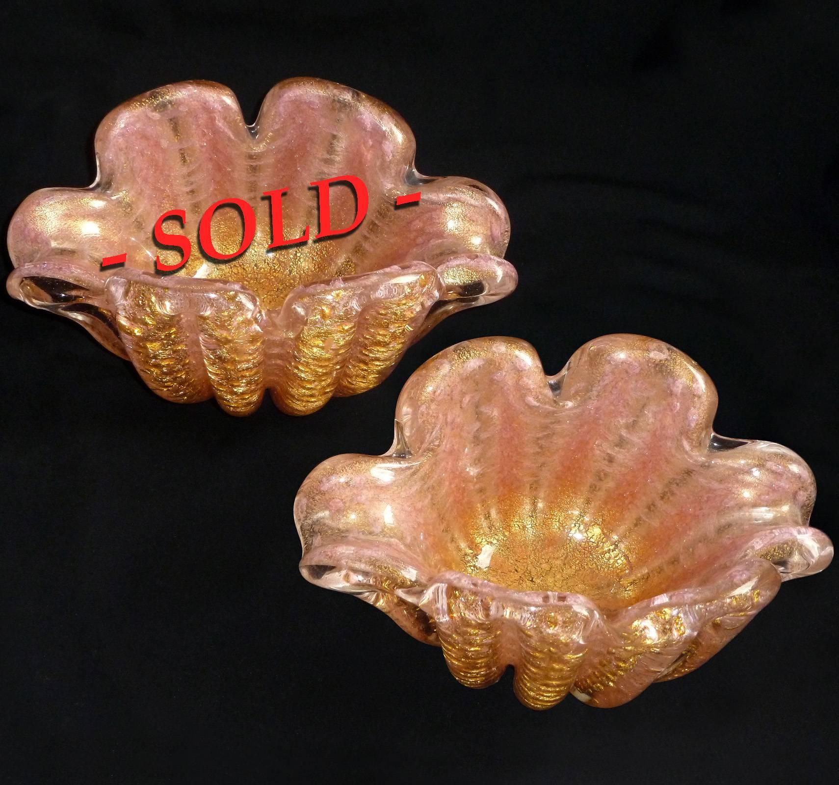 Art Glass Reserved for Wai - Ercole Barovier Toso Murano Flower Form Bowls