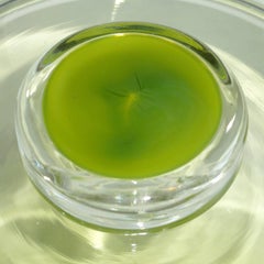 Fratelli Toso Murano Apple Green a Pentoni Italian Art Glass Jewelry Powder Box