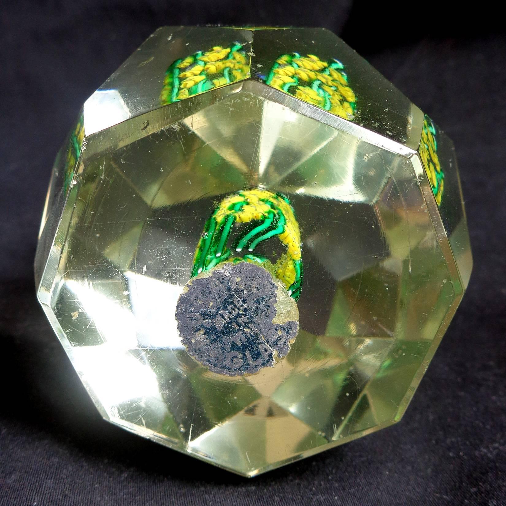 Toso Murano Millefiori Wild Flower Italian Art Glass Diamond Facet Paperweights 2