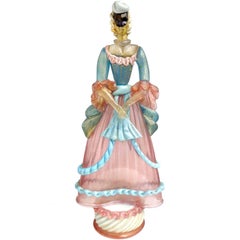 Murano Pink Blue Gold Flecks Masked Italian Art Glass Costume Woman Sculpture