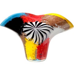 Dino Martens Murano Multi-Color Oriente Italian Art Glass Fan Shape Flower Vase