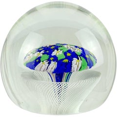 Fratelli Toso Murano Wild Flowers Ribbon Basket Italian Art Glass Paperweight
