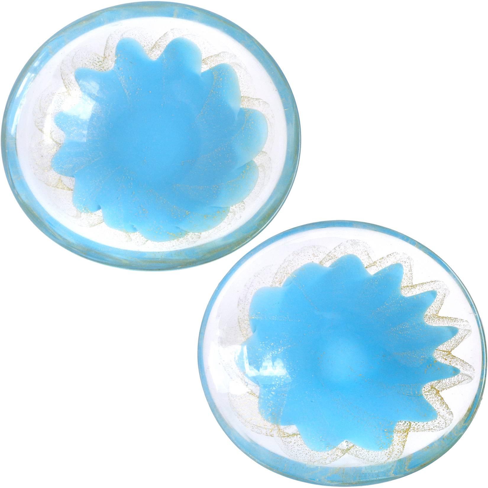 Salviati Murano 1950s Orange Gold Fleck Star Design Italian Art Glass