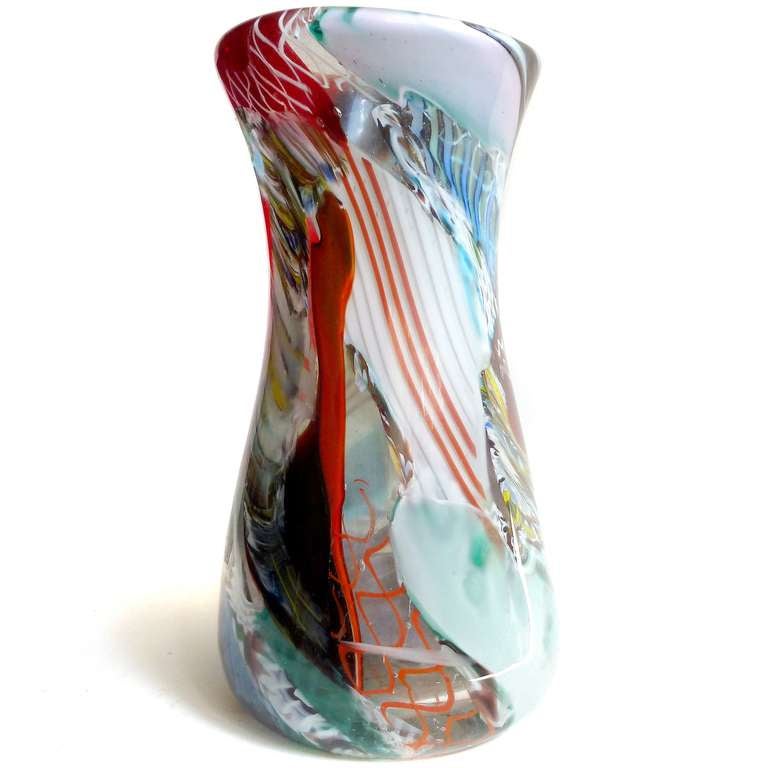 Mid-Century moderno Dino Martens Vaso in vetro artistico italiano di Murano Millefiori Nastri Zanfirico in vendita