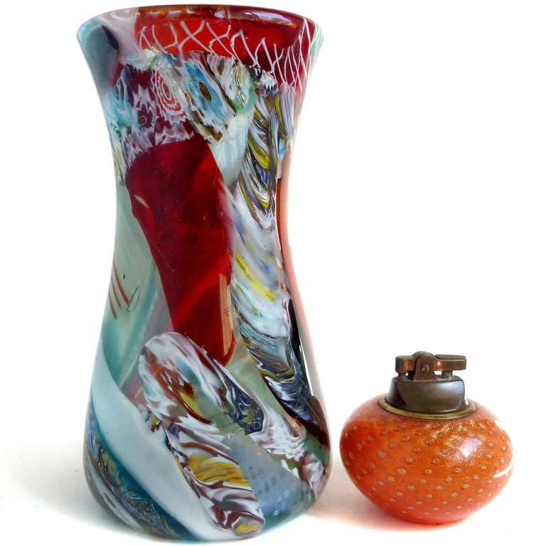 Dino Martens Vaso in vetro artistico italiano di Murano Millefiori Nastri Zanfirico In condizioni buone in vendita a Kissimmee, FL