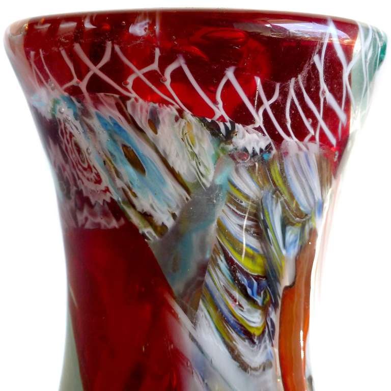 XX secolo Dino Martens Vaso in vetro artistico italiano di Murano Millefiori Nastri Zanfirico in vendita