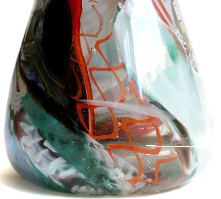 Dino Martens Vaso in vetro artistico italiano di Murano Millefiori Nastri Zanfirico in vendita 2