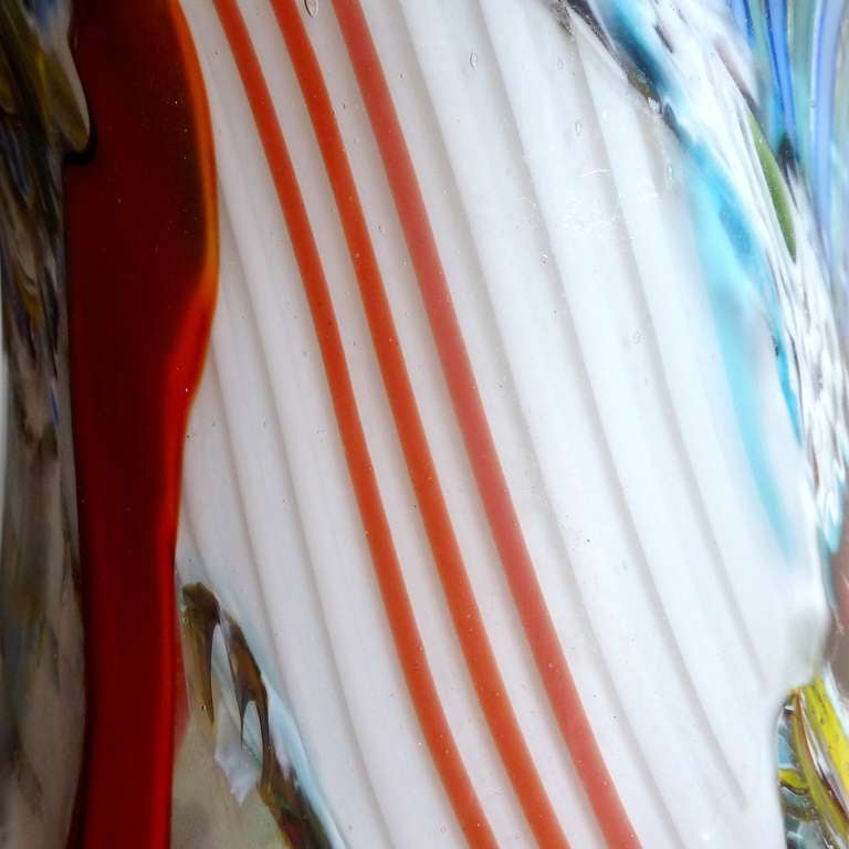 Dino Martens Vaso in vetro artistico italiano di Murano Millefiori Nastri Zanfirico in vendita 3