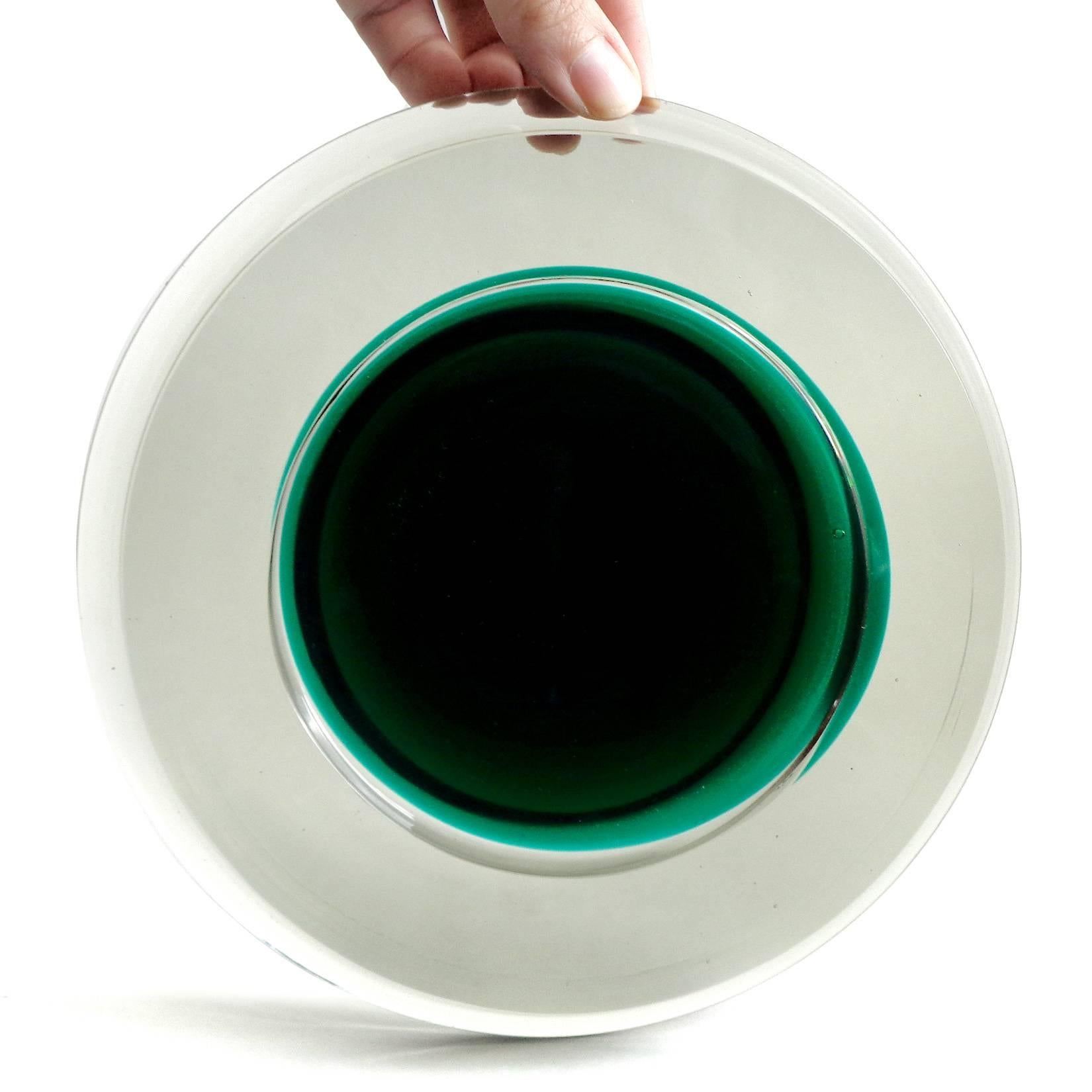 Space Age Sergio Asti Salviati Murano Signed Italian Art Glass Sommerso Hovering UFO Bowl