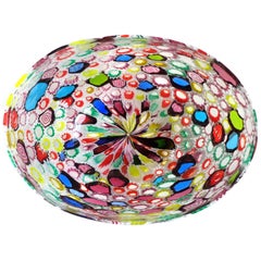 Fratelli Toso Murano Millefiori Fiore Stella Mosaico Vaso Ciotola in Vetro Artistico Italiano