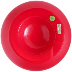 Vistosi Murano Rouge Inciso Surface Sculptée Verre d'Art Italien Bol Décoratif