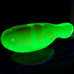 Murano Orange Yellow Italian Art Glass Uranium Art Glass Koi Fish Sculpture