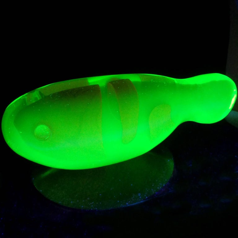 Murano Orange Yellow Italian Art Glass Uranium Art Glass Koi Fish