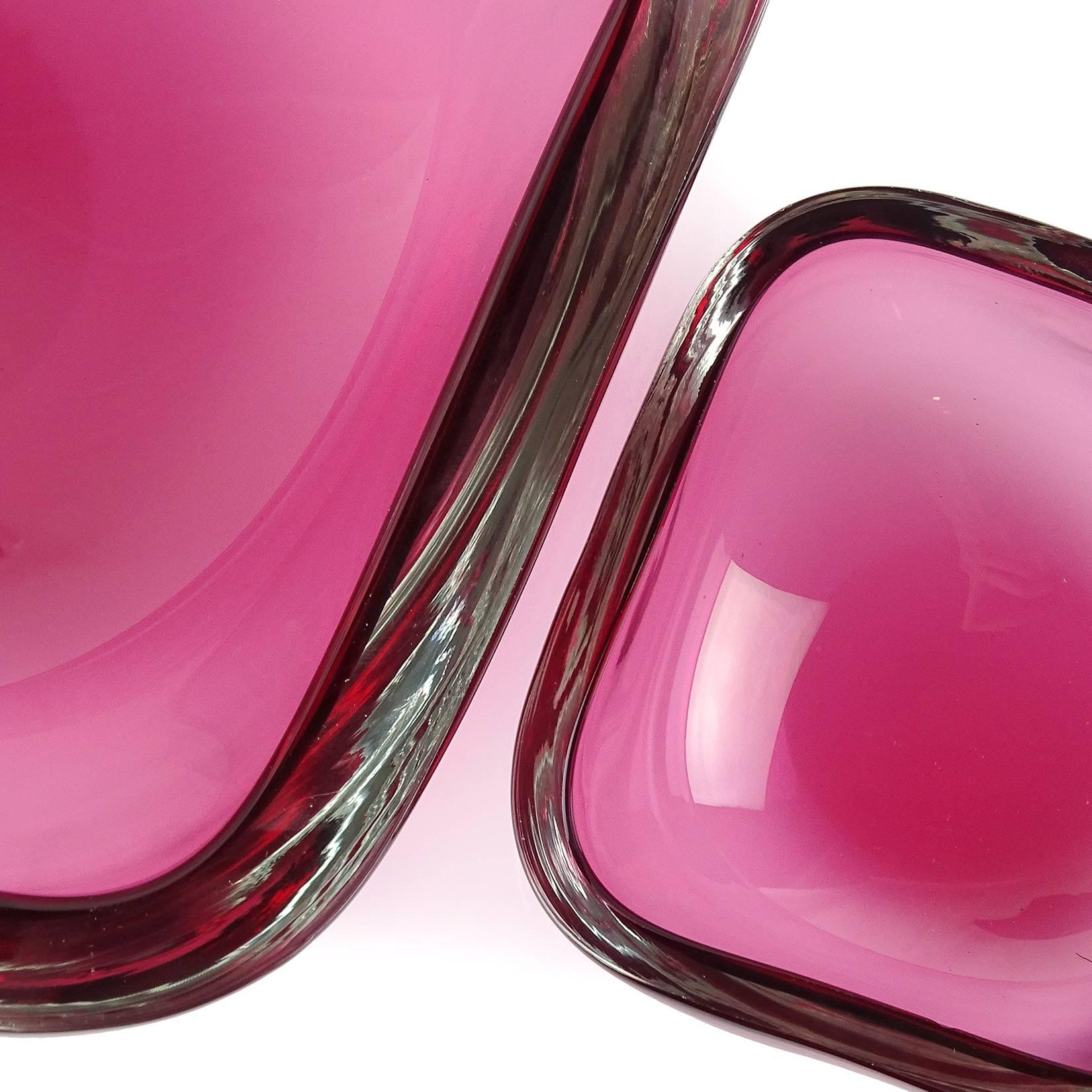 Oggetti Murano Sommerso Pink Italian Art Glass Decorative Bowl Dish Set (Italienisch)