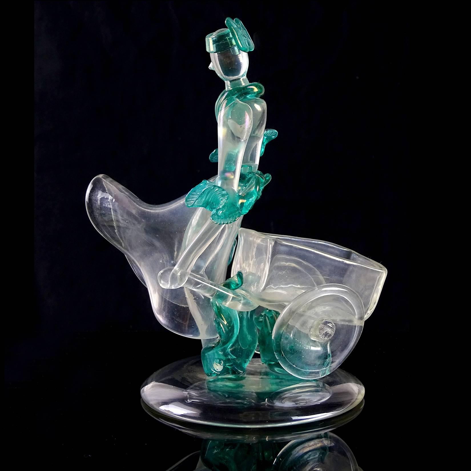 Hand-Crafted Flavio Poli Seguso Vetri d'Arte Murano Iridescent Italian Art Glass Sculpture