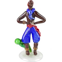 Barovier Seguso Ferro Murano Iridescent Italian Art Glass Pirate Sculpture