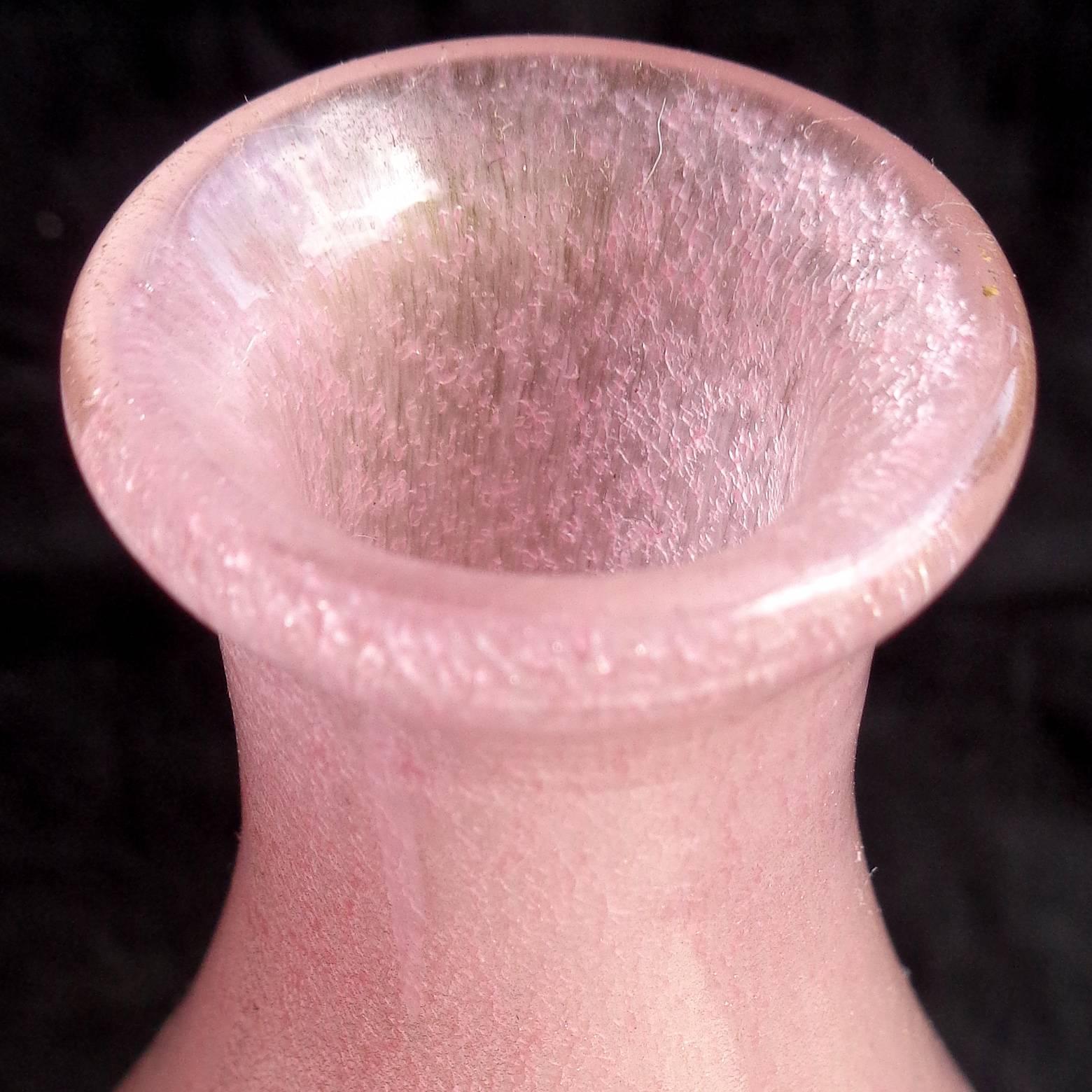 Barovier Toso Murano Pink Gold Flecks Italian Art Glass Specimen Flower Vase (Hollywood Regency)