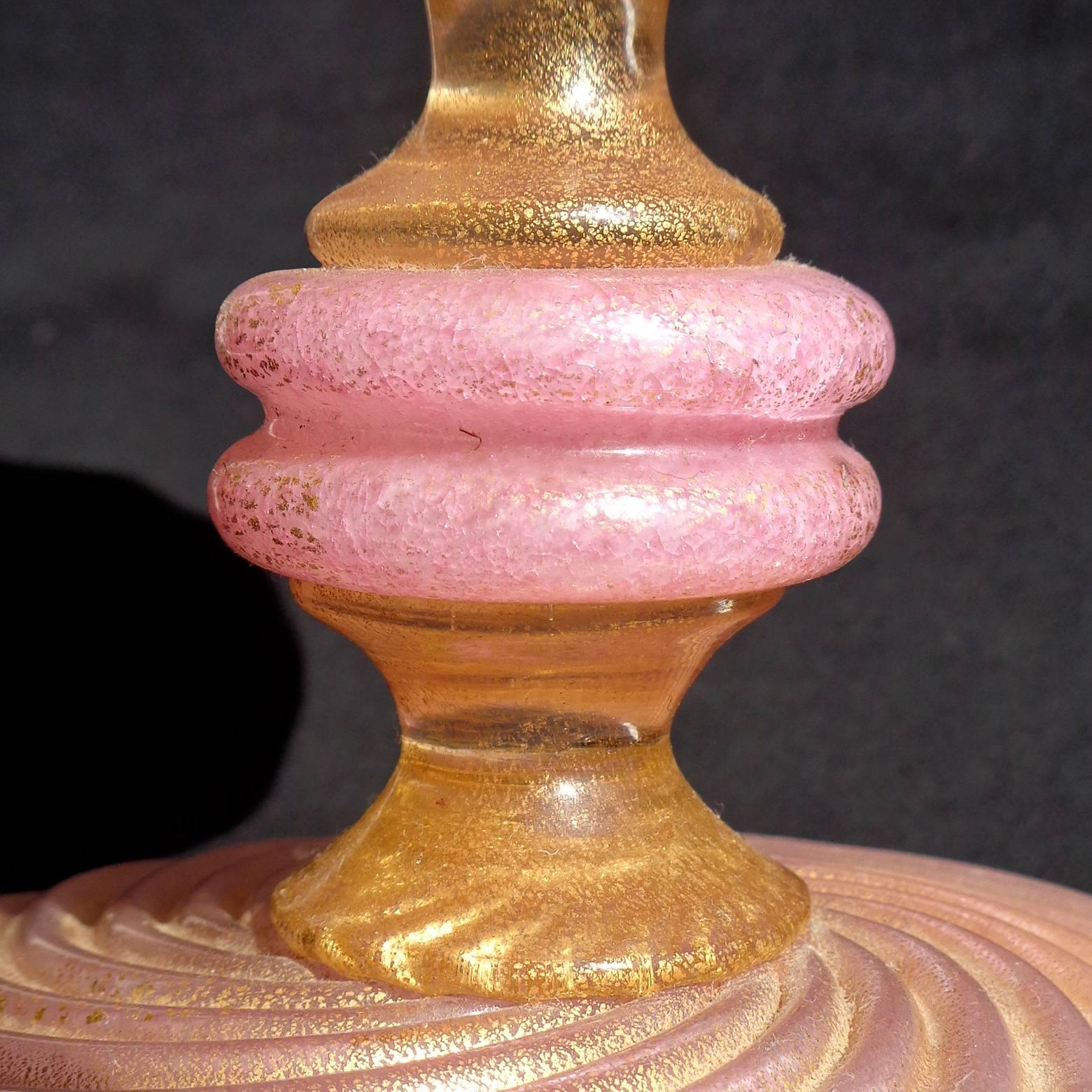 Barovier Toso Murano Pink Gold Flecks Italian Art Glass Specimen Flower Vase (Italienisch)