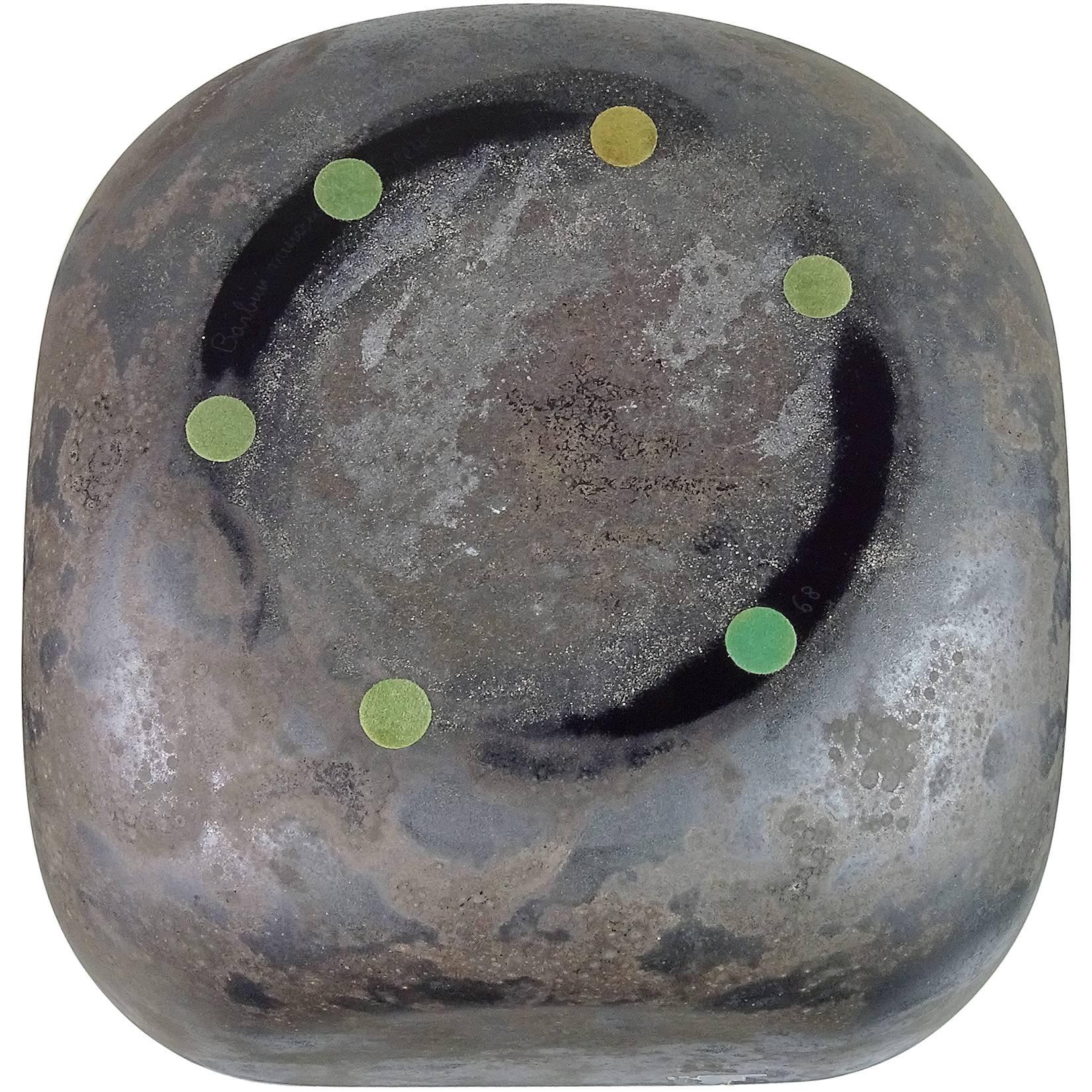 Alfredo Barbini Murano Black Scavo Texture Italian Art Glass Centrepiece Bowl In Good Condition In Kissimmee, FL