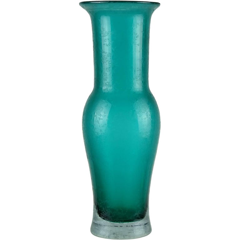 Murano Sommerso Aqua Green Corroso Texture Italian Art Glass