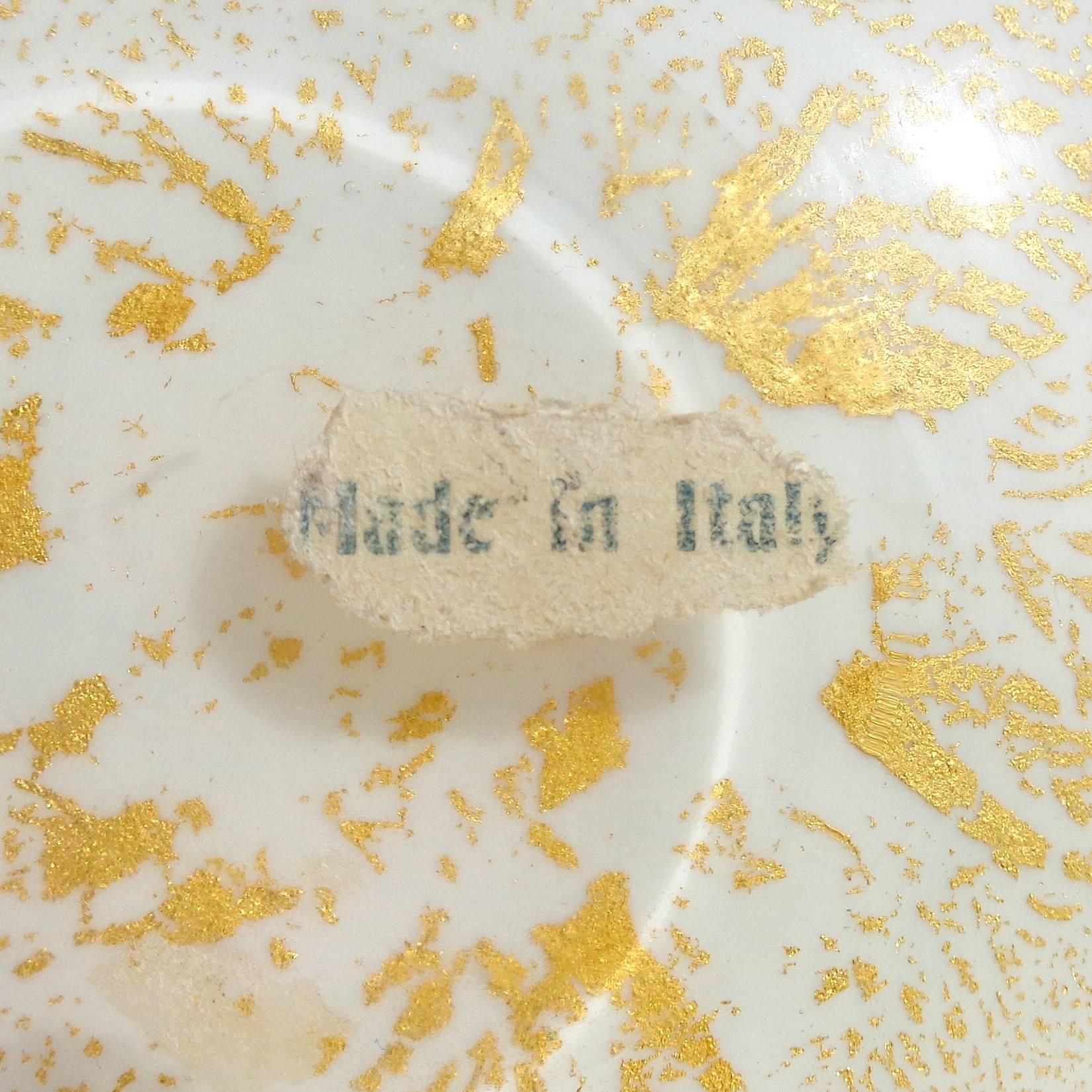 Murano Pink Aqua Green Swirl Gold Flecks Italian Art Glass Decorative Bowl (Handgefertigt)