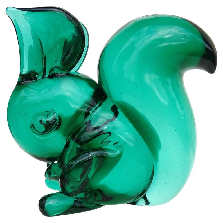 Seguso Vetri D'Arte Poli Murano Sommerso Italian Art Glass Squirrel Sculpture For Sale