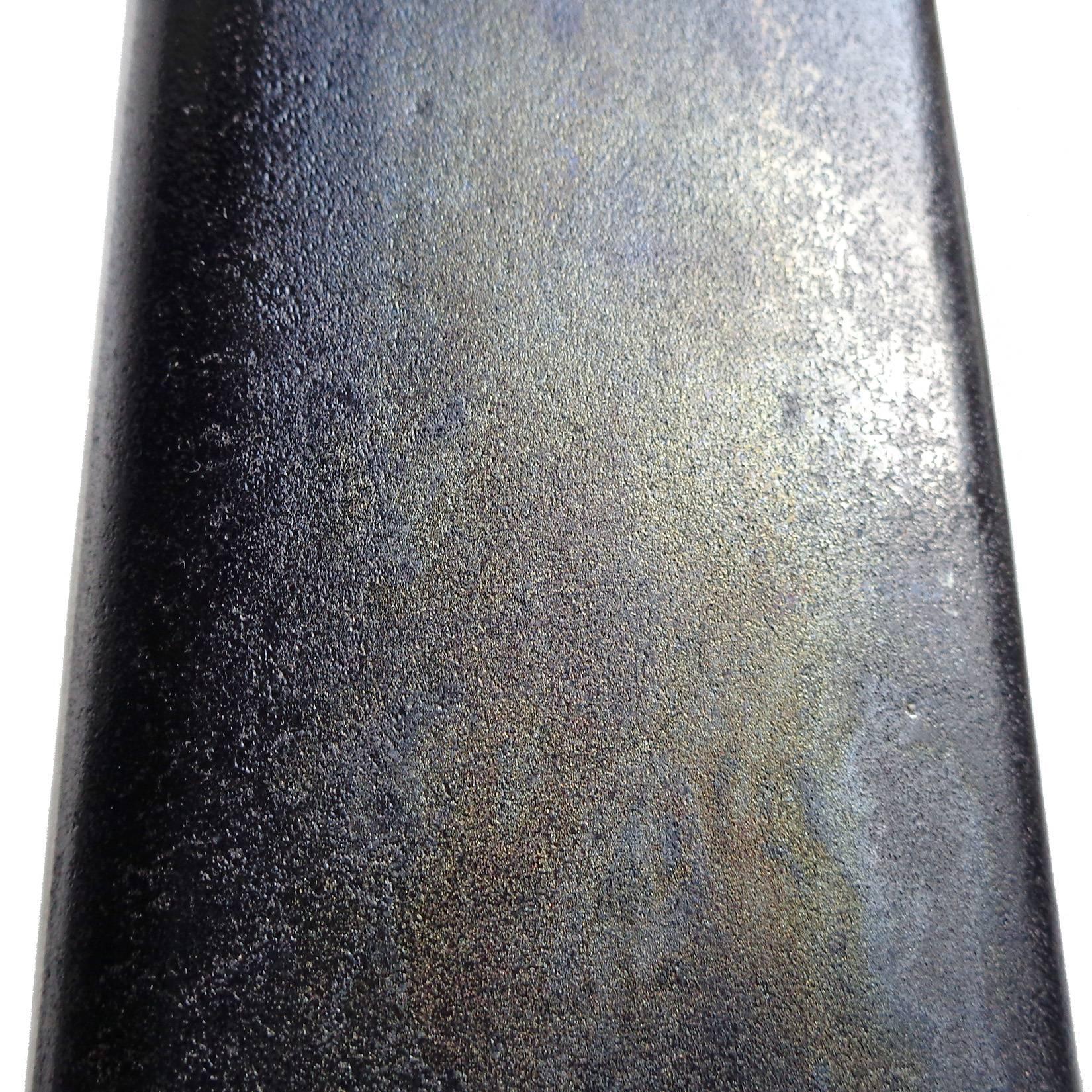 20th Century Alfredo Barbini Murano Black Scavo Aurene Surface Italian Art Glass Vase