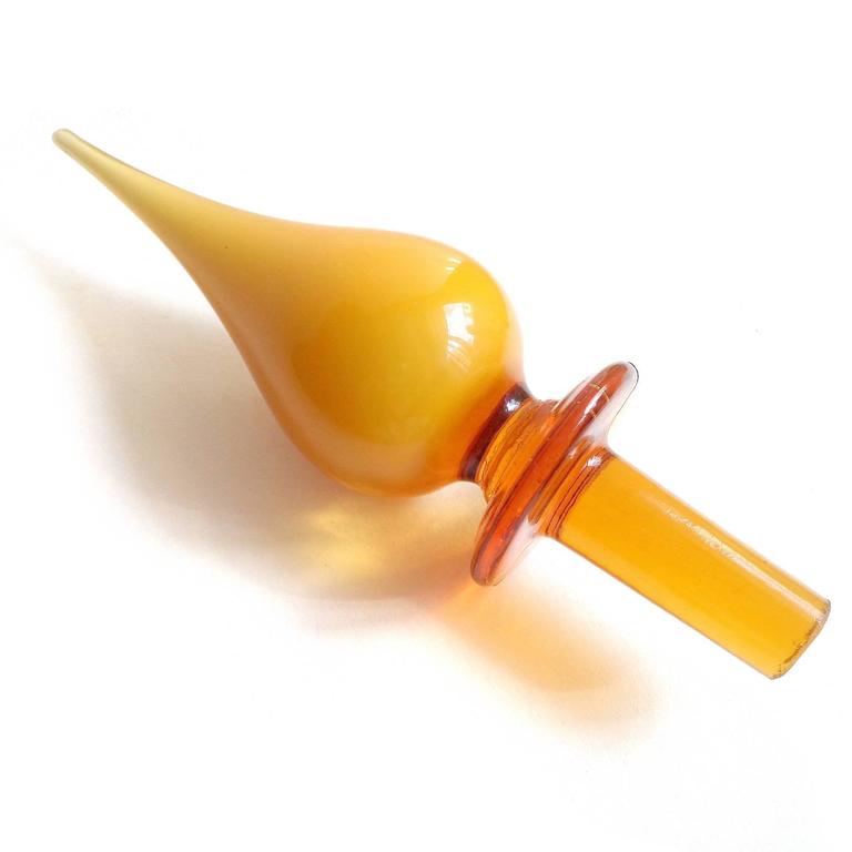 Empoli Yellow Orange Space Age Italian Art Glass Decanter ...