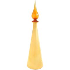 Empoli Yellow Orange Space Age Italian Art Glass Decanter 9