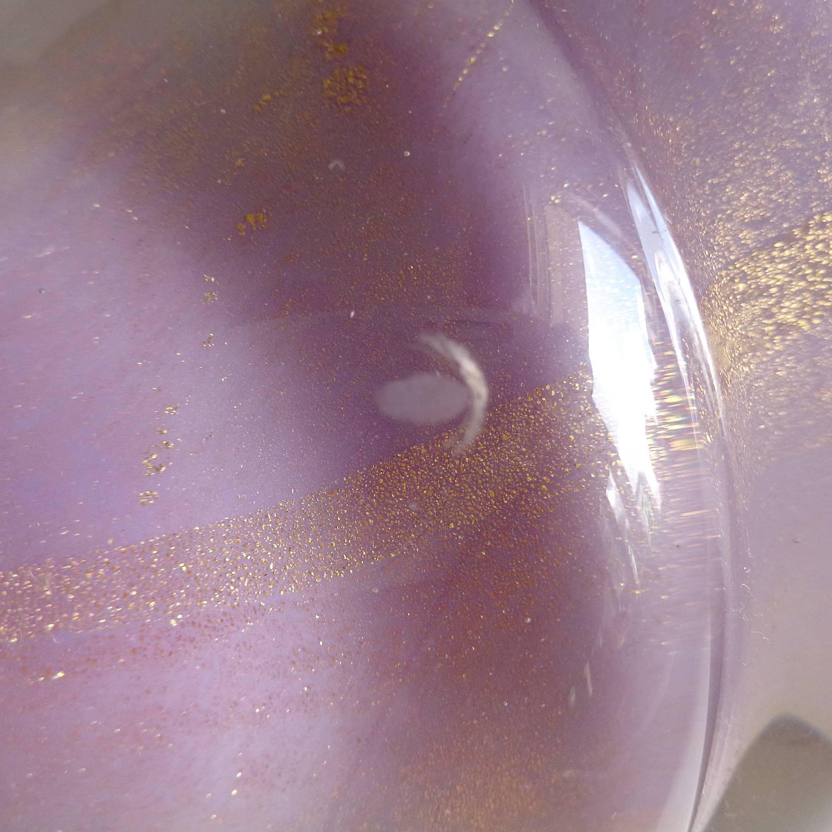 Alfredo Barbini Murano Purple and Gold Flecks Italian Art Glass Seashell In Excellent Condition In Kissimmee, FL