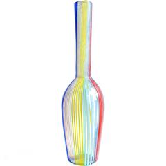 Dino Martens Aureliano Toso Murano Rainbow Ribbons Italian Art Glass Vase