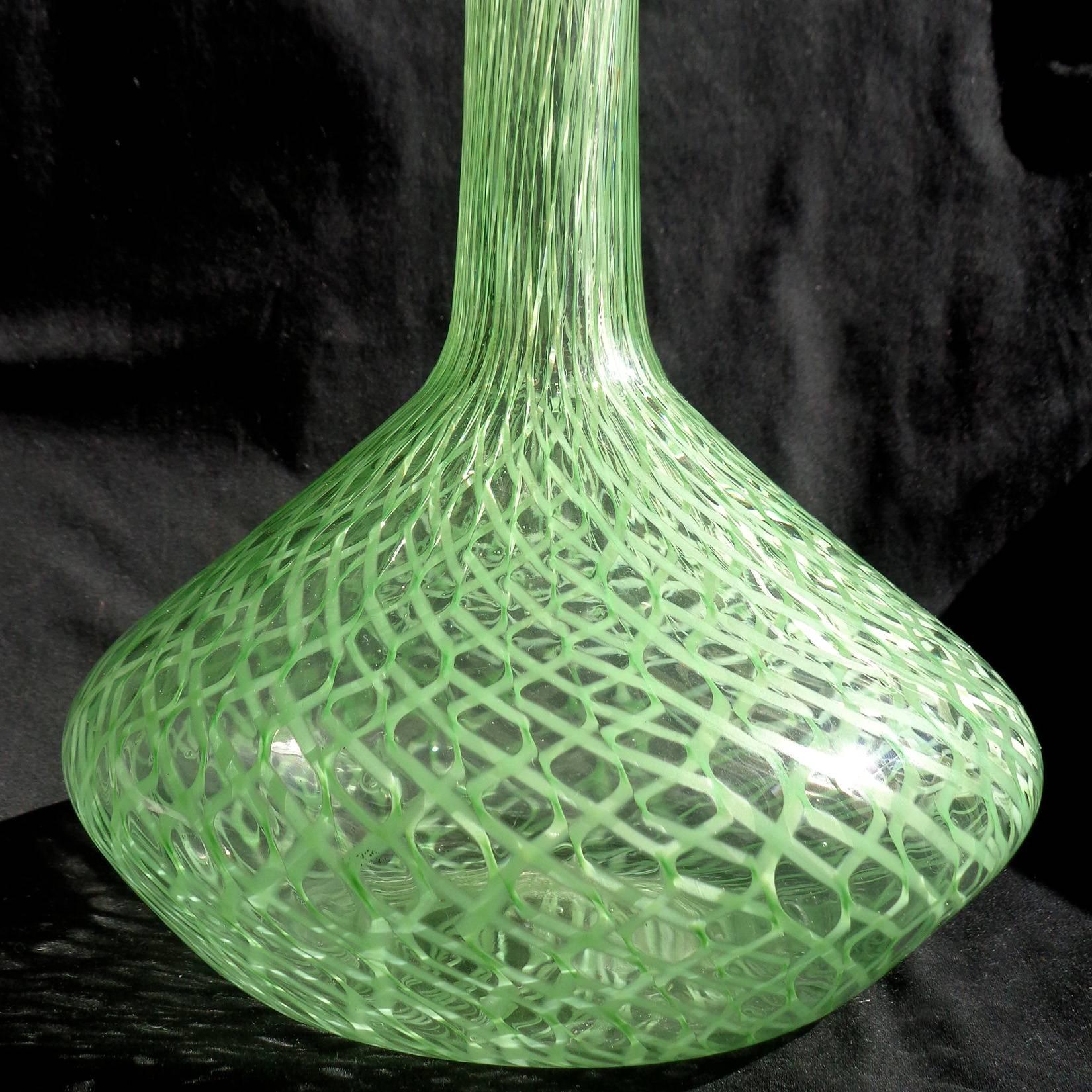 Space Age Dino Martens Aureliano Toso Murano Green Ribbons Italian Art Glass Vase