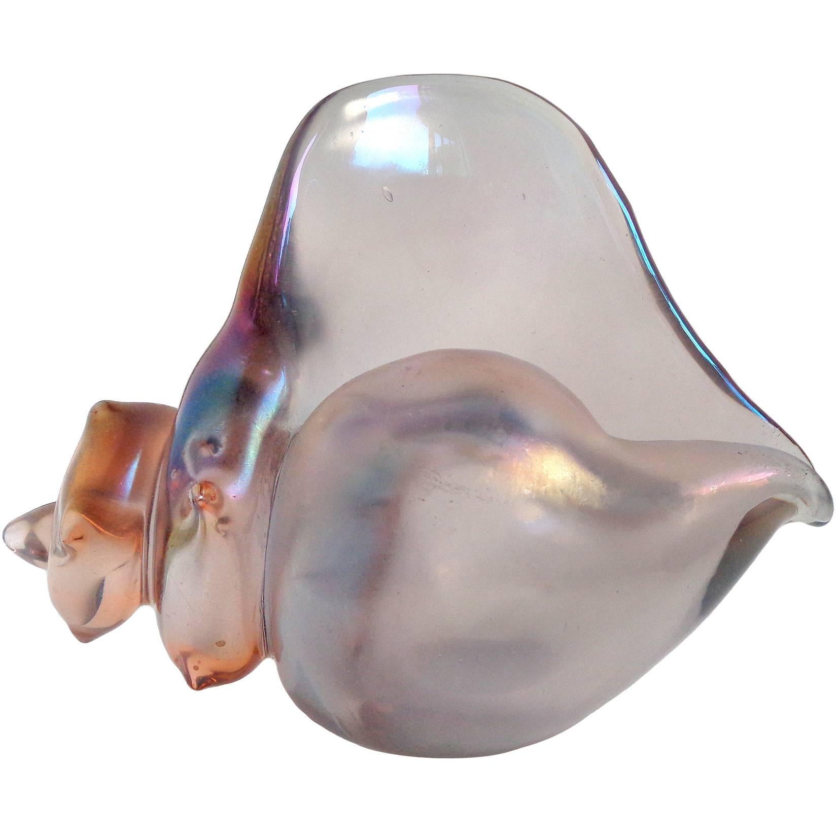 Seguso Vetri d'Arte Murano Iridescent Art Deco Italian Art Glass Seashell