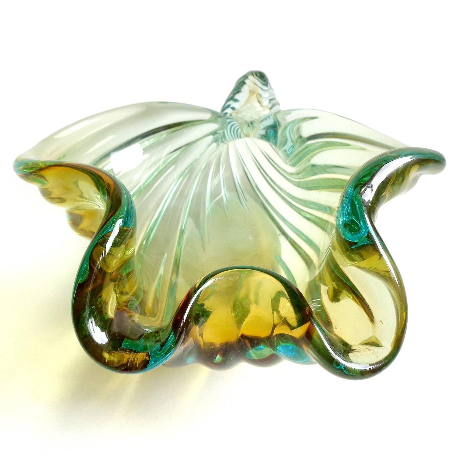 Barbini Murano Sommerso Yellow Green Italian Art Glass ...