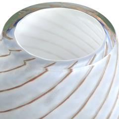 Fratelli Toso Murano Light Blue Aventurine Swirl Italian Art Glass Flower Vase