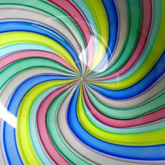 Fratelli Toso Murano Rainbow Ribbons Italian Art Glass Centerpiece Bowl