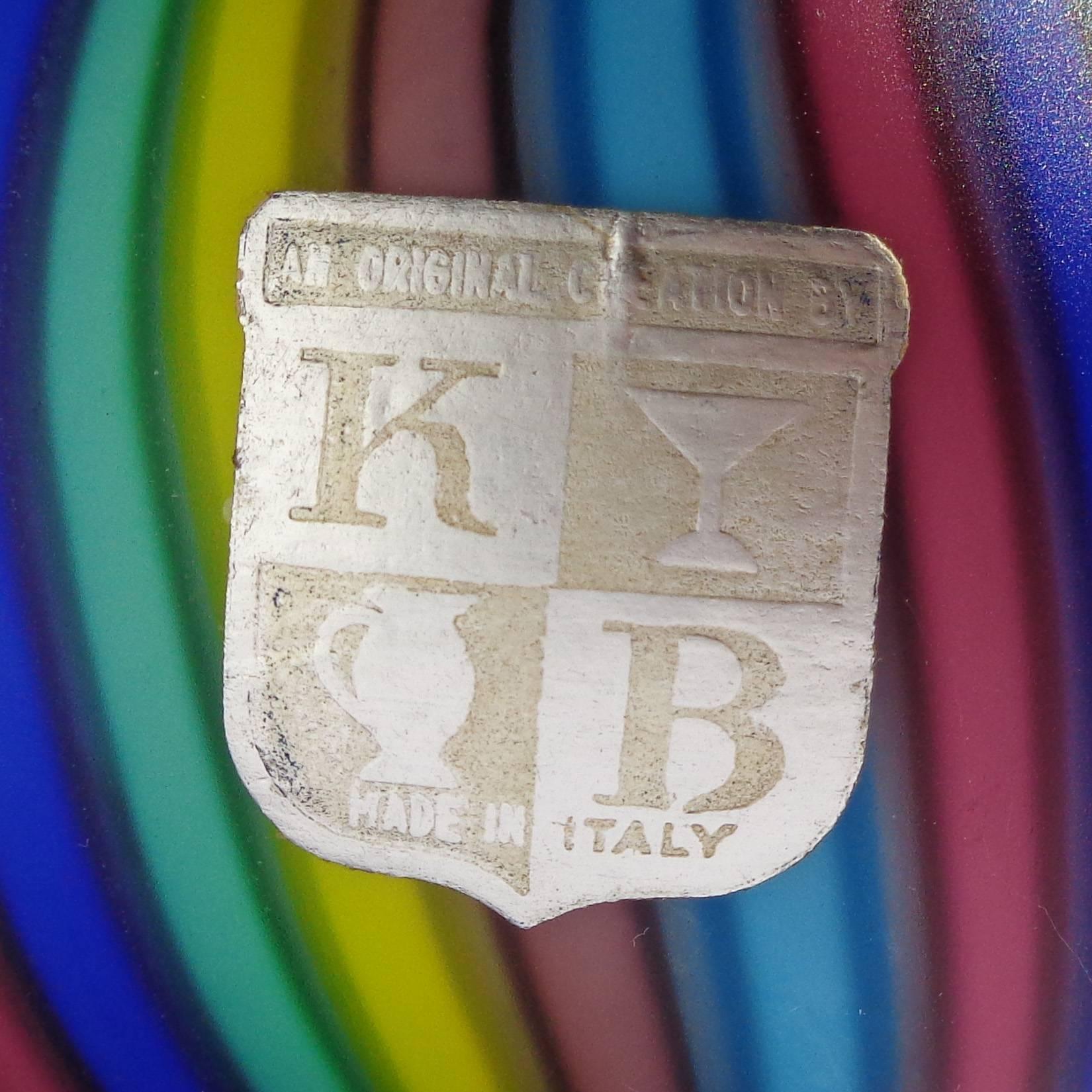 Space Age Fratelli Toso Murano Colorful Ribbon Millefiori Italian Art Glass Paperweights