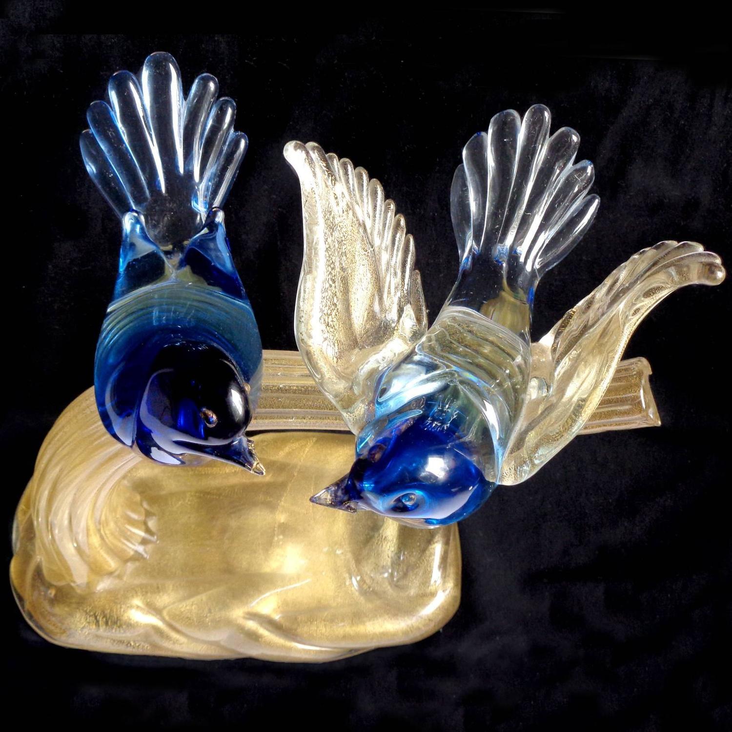 glass love birds figurines