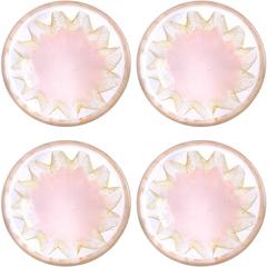 Salviati Murano Pink Gold Flecks Star Design Italian Art Glass Bowls Dishes