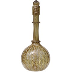 Salviati Venetian Antique White Aventurine Flecks Italian Art Glass Decanter