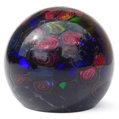 Fratelli Toso Murano Black Swirl Canes Italian Art Glass Mosaic Paperweight