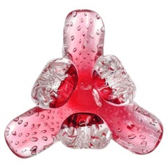 Murano Seguso Vetri d'Arte Cranberry Red Sommerso Bubbles Italian Art Glass Bowl