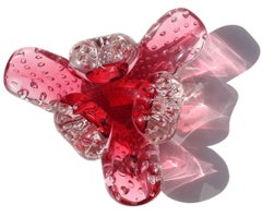 Murano Seguso Vetri d'Arte Cranberry Red Sommerso Bubbles Italian Art Glass Bowl