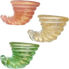 Barovier Toso Murano Gold Italian Art Glass Seashell Dishes Sculptures 12