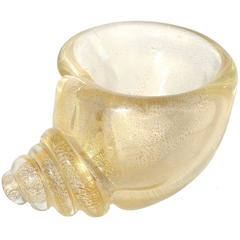 Seguso Vetri d'Arte Murano Gold Flecks Italian Art Glass Seashells 4