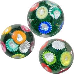 Fratelli Toso Murano Rainbow Flower Garden Italian Art Glass Paperweights